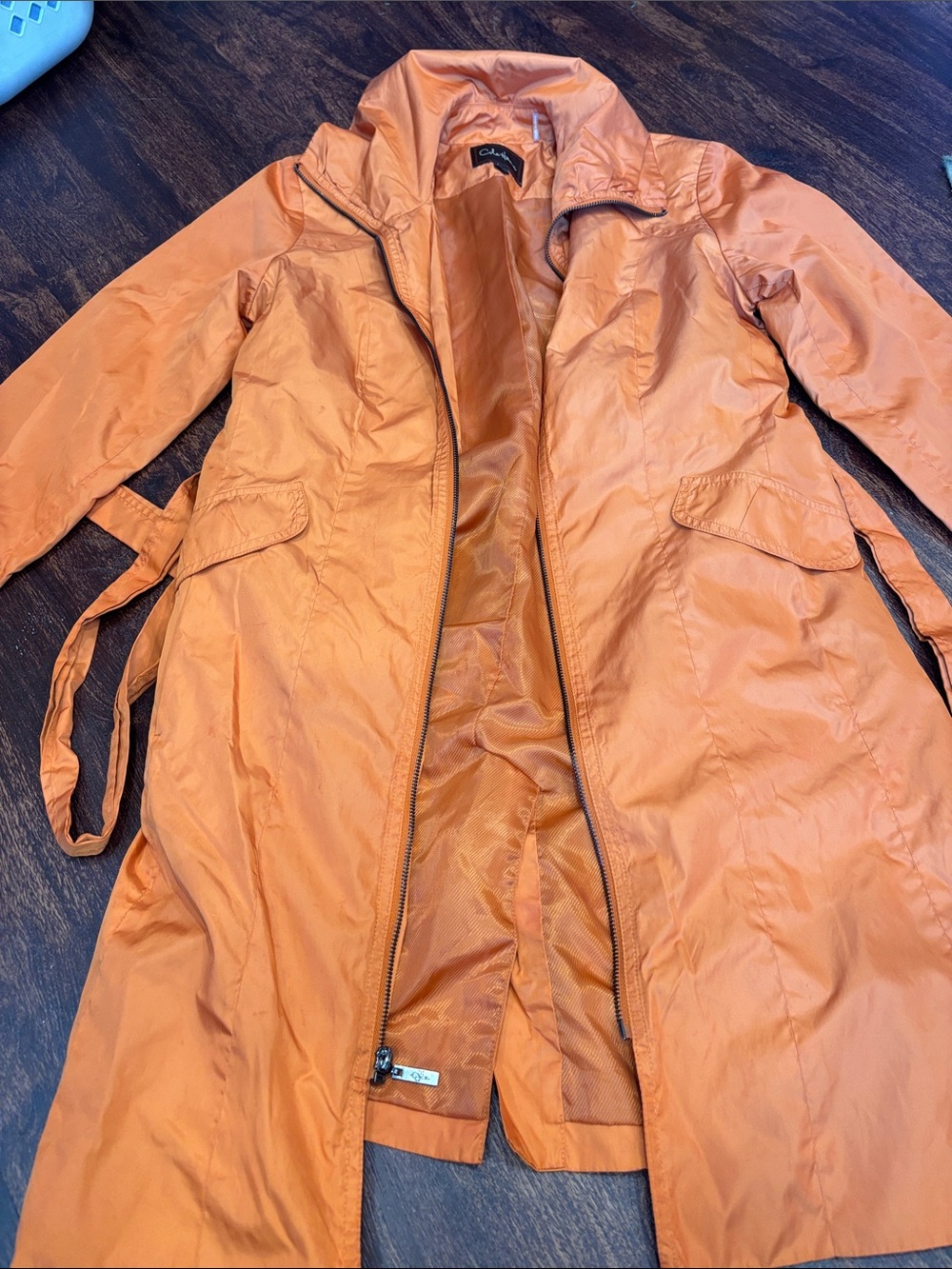 Cole Haan Orange Lightweight Trench Coat with Belt